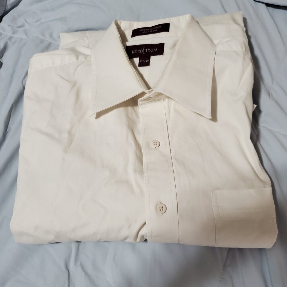 Nordstrom Classic 2 X 2 Pinpoint Men's Dress Shirt 100% Cotton 16.5 - 36